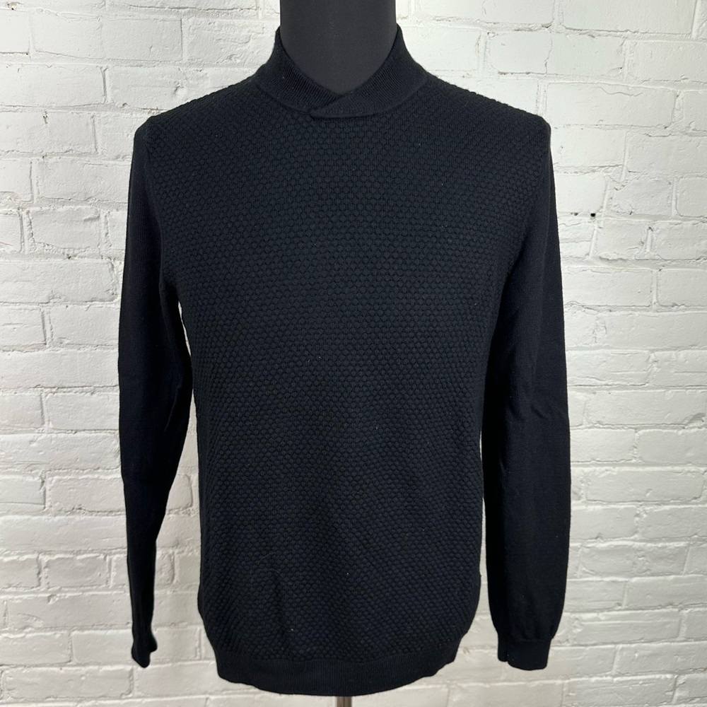 Armani Collezioni Black Textured Crew Neck Sweater Pullover Men’sSize Small